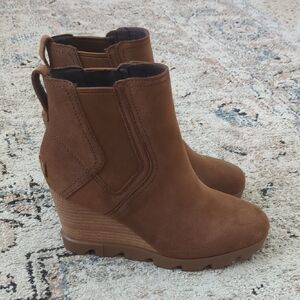 Sorel Tan Suede Wedge Boots